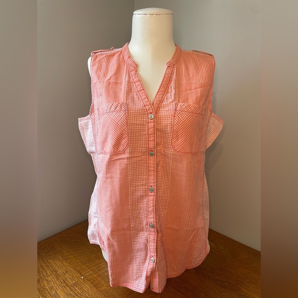 Woolrich Women's Conundrum Eco Rich Sleeveless Shirt Teaberry Size Medium Pink
